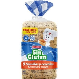 Pan de molde con 9 semillas sin gluten y sin lactosa bolsa 375 g - Bimbo