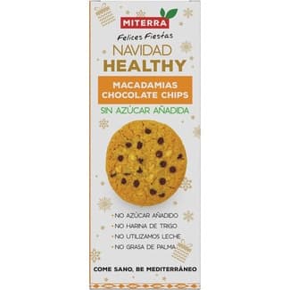 Galletas Navidad Healthy chocolate chips macadamia sin azúcar añadida envase 150 g - Miterra