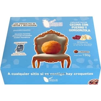 Croquetas de cecina con puerro y gorgonzola sin gluten 6 unidades estuche 150 g - Solo Croquetas