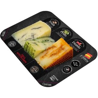 Tabla de quesos curados de oveja con Trufa, Pesto y Diablo bandeja 300 g - Vega Sotuelamos