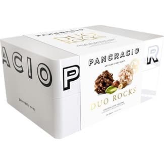 Lata de rocas de chocolate negro envase 140 g + rocas de chocolate blanco envase 140 g - Pancracio