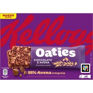 Barritas de cereales Oaties chocolate y avena estuche 160 g - Oatly