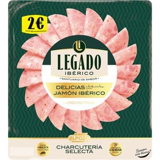 Delicias elaboradas con jamón ibérico en lonchas sobre 130 g - Elpozo