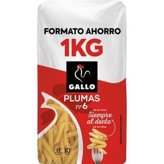 Macarrones plumas N.6 formato ahorro paquete 1 kg - Gallo