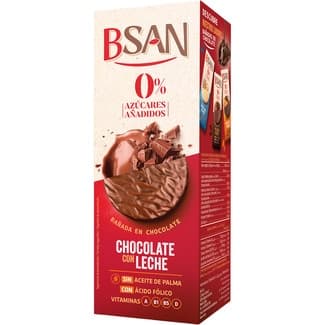 Galletas bañadas en chocolate con leche 0% azúcares añadidos paquete 120 g - Bsan