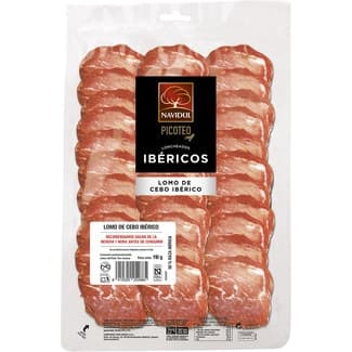 Lomo de cebo ibérico 50% raza ibérica en lonchas sin gluten envase 110 g - Navidul