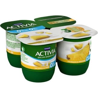 Zero bífidus con trozos de piña desnatado 0% m.g. 0% azúcares añadidos pack 4 unidades 120 g - Danone Activia