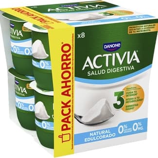 Zero bífidus natural desnatado 0% m.g. edulcorado pack 8 unidades 120 g pack ahorro - Danone Activia