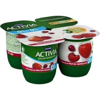 Zero bífidus con trozos de frutos rojos desnatado 0% m.g. 0% azúcares añadidos pack 4 unidades 120 g - Danone Activia