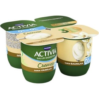 Bífidus cremoso sabor vainilla desnatado 0% m.g. 0% azúcares añadidos pack 4 unidades 115 g - Danone Activia