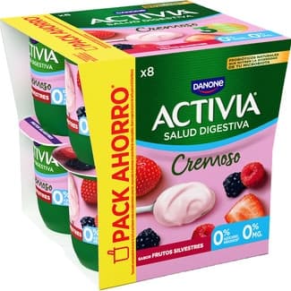 Zero bífidus cremoso sabor frutos silvestres desnatado 0% m.g 0% azúcares añadidos pack 8 unidades 115 g pack ahorro - Danone Activia