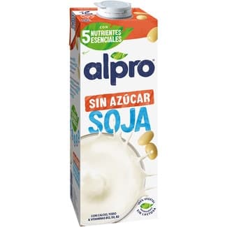 Bebida de soja sin azúcar 100% vegetal rica en proteínas brik 1 l - Alpro