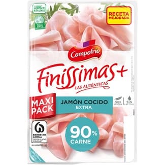 Finíssimas jamón cocido extra en lonchas sin gluten sin lactosa envase 170 g - Campofrio