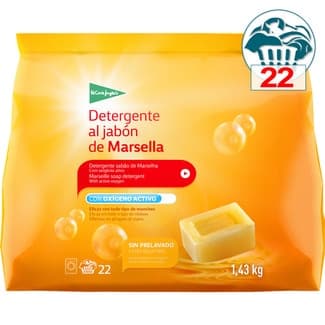 Detergente polvo al jabón de Marsella con oxígeno activo bolsa 22 cacitos - El Corte Ingles