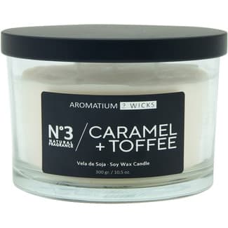 Vela perfumada 3 wicks aroma Caramell + toffee N.3 1 unidad - Aromatium