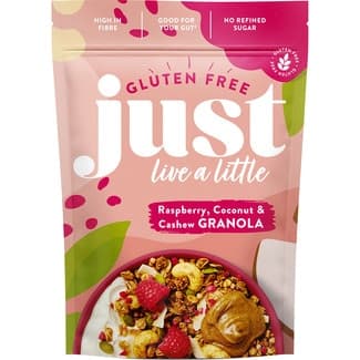 Granola de frambuesa, coco y anacardos sin gluten bolsa 360 g - Just