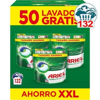 Detergente cápsulas Original Todo en 1 Pods Ahorro XXL caja 132 cápsulas - Ariel