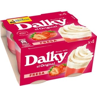 Postre de fresa con nata pack 4 unidades 100 g - La Lechera Dalky