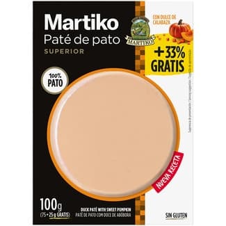 Paté de pato superior con dulce de calabaza envase 75 g +33% gratis - Martiko