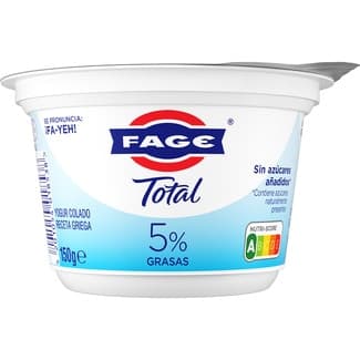 Total yogur griego natural 5% m.g. sin azúcares añadidos envase 150 g - Fage