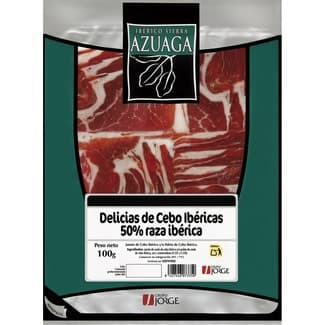 Delicias Ibéricas jamón y paleta de cebo ibérico 50% raza ibérica en lonchas sin gluten envase 100 g - Sierra De Azuaga