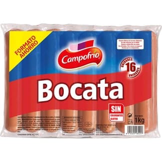 Bocata salchichas cocidas de cerdo y pollo sin gluten sin lactosa 16 piezas envase 1 kg - Campofrio