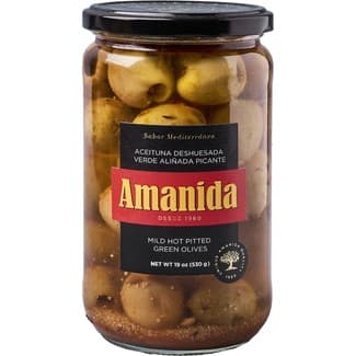 Aceituna deshuesada verde picante tarro 240 g neto escurrido - Amanida