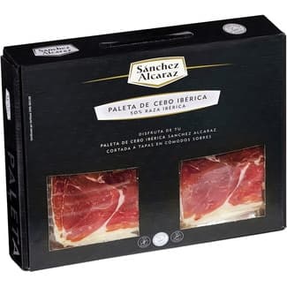 Paleta de cebo ibérica 50% raza ibérica en lonchas 12 sobres de 60 g estuche 720 g - Sanchez Alcaraz