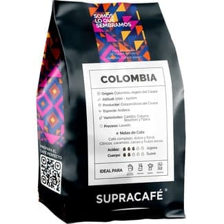 Café en grano Colombia de tueste natural envase 250 g - Supracafe