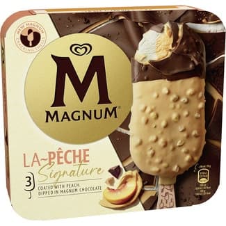 Signature La Peche helado sabor pomelo con trocitos caramelo sabor melocotón 3 unidades estuche 270 ml - Magnum
