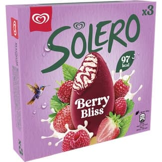Helado Berry Bliss de vainilla con sorbete de frambuesa y fresa 3 unidades estuche 270 ml - Solero