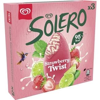 Helado  Strawberry Twist de vainilla con sorbete de fresa y lima 3 unidades estuche 270 ml - Solero