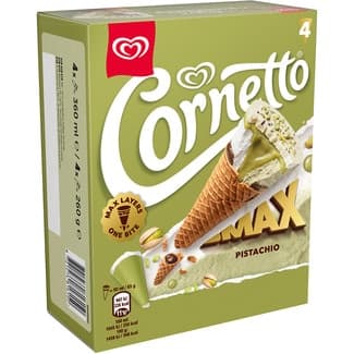 Conos de helado MAX pistacho 4 unidades estuche 360 ml - Cornetto