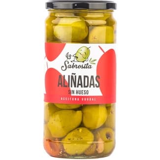 Aceitunas gordal aliñadas sin hueso frasco 350 g neto escurrido - La Sabrosita