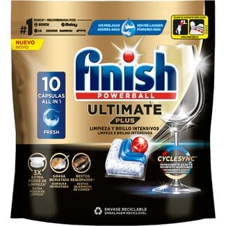 Detergente lavavajillas Powerball Ultimate Plus Fresh All in 1 bolsa 10 cápsulas - Finish