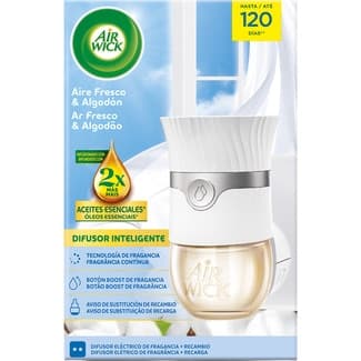 Ambientador eléctrico difusor inteligente Aire fresco & Algodón aparato + recambio con aceites esenciales - Air Wick