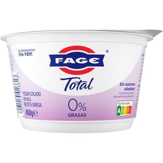 Total yogur griego natural desnatado 0% m.g. sin azúcares añadidos envase 450 g - Fage