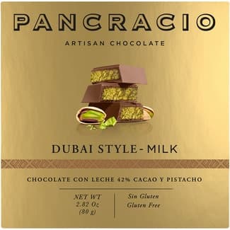 Chocolate con leche 42% cacao y pistacho estilo Dubai sin gluten tableta 80 g - Pancracio