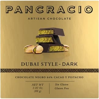 Chocolate negro 64% con pistacho estilo Dubai sin gluten tableta 80 g - Pancracio