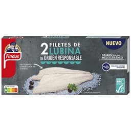 Lubina en filetes 2 unidades criado en el mar Mediterráneo estuche 200 g - Findus