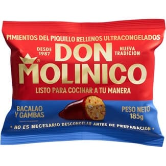 Pimientos del piquillo rellenos de bacalao y gambas 4 unidades bolsa 185 g - Don Molinico
