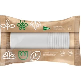 Vasos compostables de papel blancos 440 cc paquete 10 unidades - El Corte Ingles