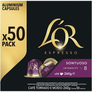 Café Sontuoso intensidad 8 estuche 50 cápsulas compatibles con máquinas Nespresso - L'or Espresso