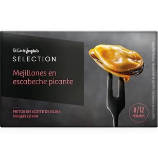 Mejillones en escabeche picante medianos 8-12 piezas lata 69 g neto escurrido - El Corte Ingles Selection