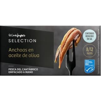 Filetes de anchoa en aceite de oliva pesca del Cantábrico lata 30 g neto escurrido - El Corte Ingles Selection