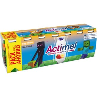 Kids L. Casei con fresa y plátano sin gluten pack 14 unidades 100 g pack ahorro - Danone Actimel