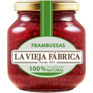 Mermelada de frambuesas 100% natural con endulzante frasco 280 g - La Vieja Fabrica