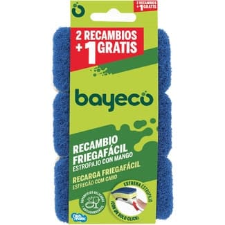 Recambio para estropajo fibra azul con mango envase 2 unidades - Bayeco