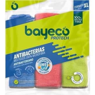 Bayeta microfibra multiusos Protech antibacterias paquete 3 unidades - Bayeco
