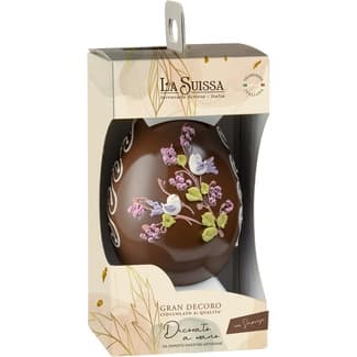 Huevo de chocolate con leche Gran Decoro decorado a mano con sorpresa envase 360 g - La Suissa
